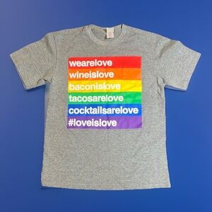 Women’s XS Gray T-Shirt with Rainbow Love Pride Print